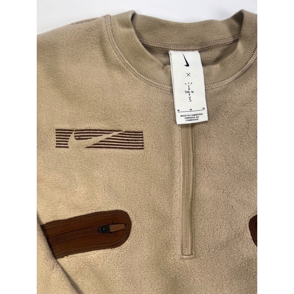 Nike Cactus Jack Sweatshirt Women Medium Tan Brown Travis Scott Fleece Cropped - Picture 3 of 7